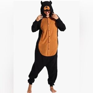 Adult Brown and Black Bear Onesie Pajamas, US size Large